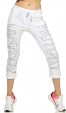 Moderne Freizeithose mit Schriftprint - weiß