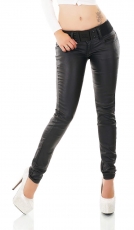 Sexy Stretch-Jeans in Leder-Optik inkl. Stretchgürtel in schwarz