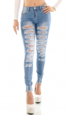 Sexy Destroyed Jeans mit Rissen in blue washed