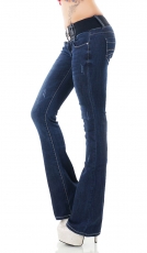 Moderne Bootcut-Jeans mit Stretch-Gürtel in dark blue