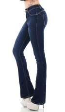 Push Up Bootcut-Jeans in aktueller Waschung - blue denim