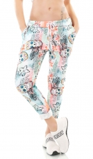 Modische Freizeithose mit frechen Skull-Prints in multicolor/türkis