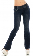 Moderne Bootcut-Jeans mit Stretch-Gürtel in dark blue