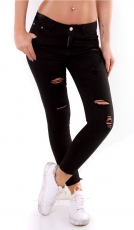 Stretch Skinny-Jeans mit sexy Vintage-Effekten - schwarz