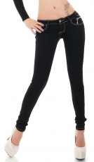 Moderne Skinny-Jeans mit Zier-Zippern in schwarz