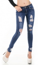 Sexy Röhren-Jeans im modischen Destroyed Look - dark blue