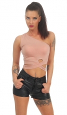 Sexy One Shoulder Top mit Bindebändern in altrosa