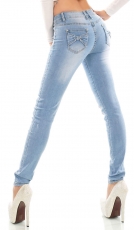 Sexy Slim Fit Skinny Jeans mit Schleifen-Verzierung in light blue