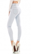 Figurbetonte High Waist Jeans im Corsage Look mit Schnürung - ice blue
