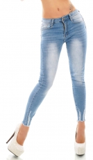 Sexy Frayed Skinny Jeans mit sexy Push Up Effekt in stone washed
