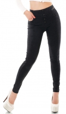 Figurbetonte High Waist Jeans mit Knopfleiste - schwarz