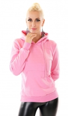 Kapuzen Feinstrick Sweatshirt - rosa