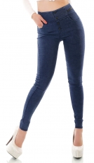 Figurbetonte High Waist Jeans mit Knopfleiste - blau