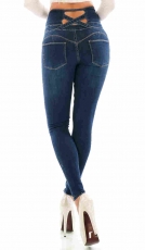 Figurbetonte High Waist Push Up Jeans im Corsage Look - dark blue