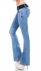 Push Up Bootcut-Jeans inkl. Stretch-Gürtel in blue washed