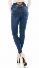 Figurbetonte High Waist Push Up Jeans im Corsage Look - blue washed