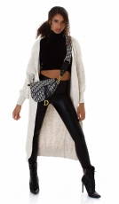 Kuschelige Strickjacke in Longversion - beige