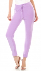 Modische  Stoffhose mit elastischen Beinabschlüssen in violett