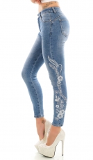 Push Up Jeans mit edler Stickerei-Verzierung in blue washed