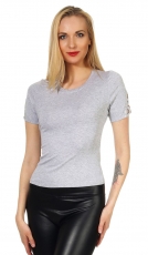 Figurbetontes Shirt mit verzierten Ärmeln - stone