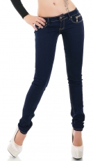 Hüft- Skinny- Jeans mit Zier-Zippern in dark blue