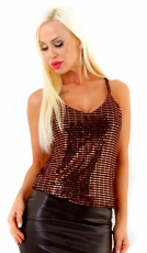 Sexy Party-Top mit Glamour-Effekt - schwarz/bronze
