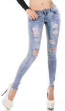 Helle Skinny-Jeans im Destroyed-Look - light blue