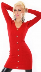 Longpullover mit Schmuckknöpfen in rot