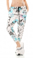 Freizeithose im modischen Harems-Look - multicolor/türkis