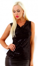 Ärmelloses Shirt mit funkelnder Glamour-Verzierung - schwarz
