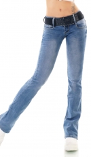 Bootcut-Jeans mit Stretch-Gürtel in light blue