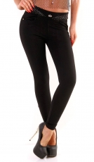 Elegante Treggings mit Schmuckbund in schwarz