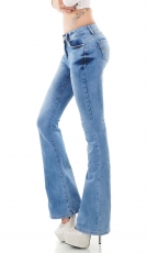 Middle Bootcut-Jeans mit Bleach Effekten in light blue