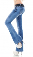 Vintage-Jeans Hüftjeans mit Zierknopfleiste und Ziertasche in grey washed