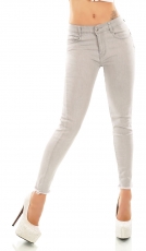 Sexy Push Up Skinny Used Jeans - light grey