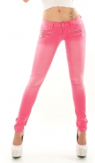 Sexy Skinny- Hüftjeans mit süssen Zier-Zippern - pink