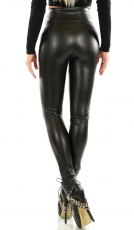 High Waist Thermo-Leggings im Wetlook mit Push Up Effekt - schwarz