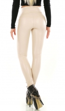 High Waist Thermo-Leggings im Wetlook mit Push Up Effekt - beige