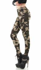 Figurbetonte Skinny-Jeans im Cargo-Design - camouflage grün