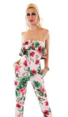 Süßer Bandeau-Overall im fröhlichen Hawaii-Look - rosa
