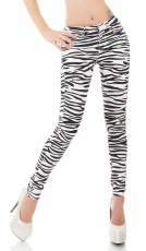 Sexy Skinny-Jeans im witzigen Zebra-Look - weiß
