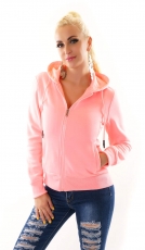 Modische Fleece Jacke mit Kapuze - rosé