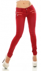 Sexy Skinny- Hüftjeans mit süssen Zier-Zippern - cranberry
