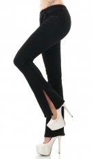 Stretch-Jeans im Bootcut-Style mit seitlichem Beinschlitz in schwarz