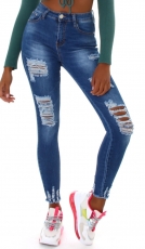 Sexy Skinny Jeans mit Destroyed-Effekten - blue washed