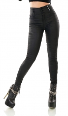 Sexy High-Waist-Hose mit modischen Zierknöpfen in schwarz