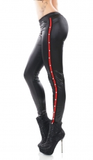 Wetlook Leggings mit Schmuck-Bordüre - schwarz