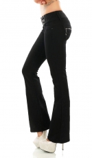 Modische Stretch-Jeans im Bootcut-Style inkl. Stretch-Gürtel in schwarz