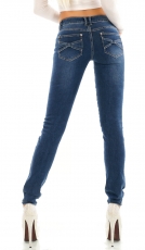 Figurbetonte Skinny Jeans mit Schleifen-Verzierung - dark blue