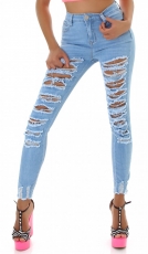 Sexy Vintage High Waist Jeans mit Rissen in light blue